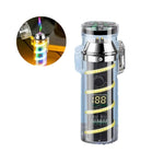 USB Rechargeable Lighter with LED Flashlight, Compass, and Windproof Arc Light