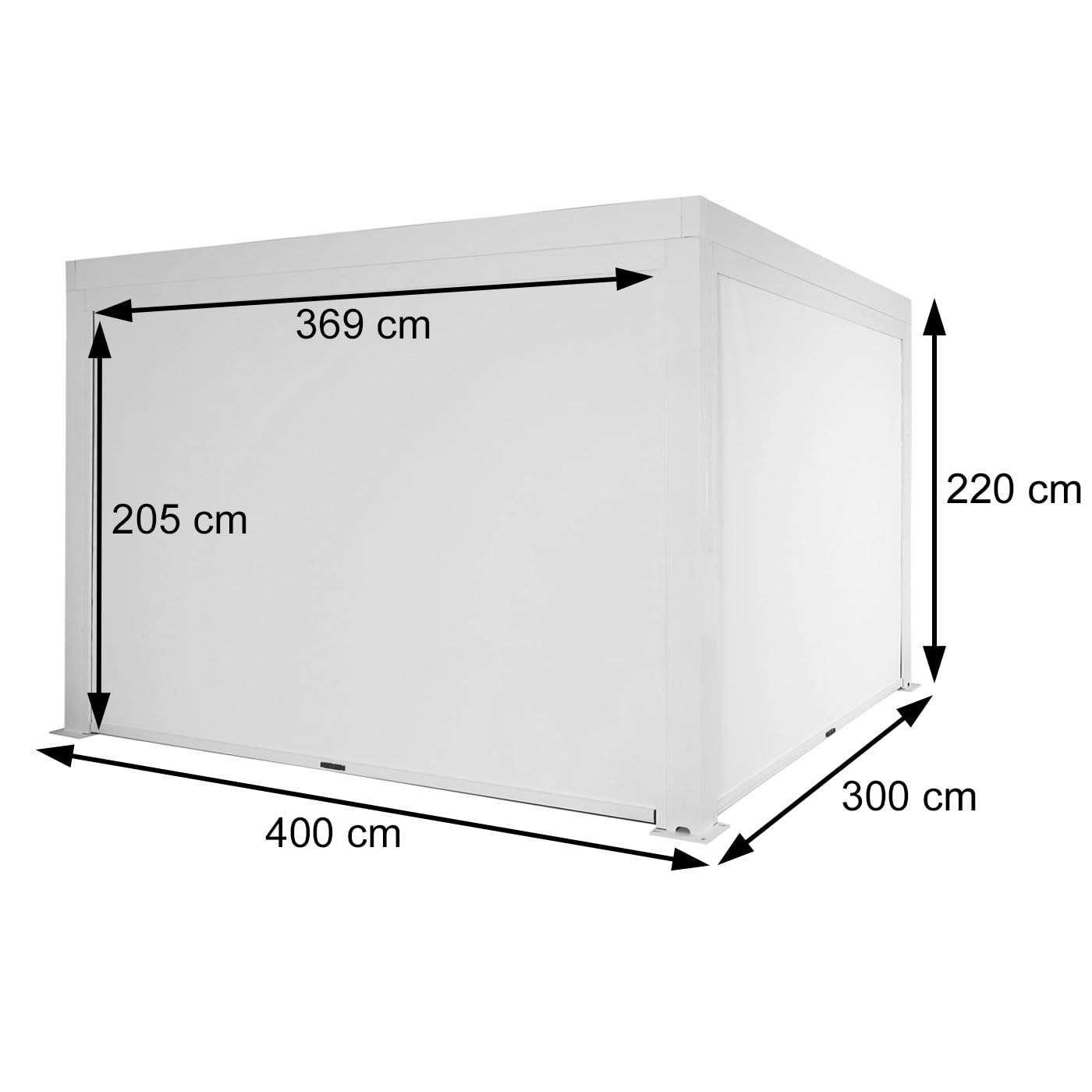 Pergola (HWC-L46) Garden slatted gazebo with side wall roller blind (3x4m): Stormproof, aluminum frame