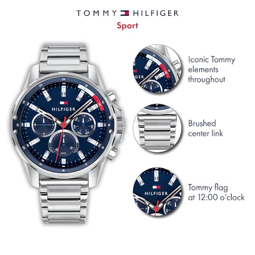 Tommy Hilfiger (1791788) multi-dial quartz watch for men with silver stainless steel bracelet