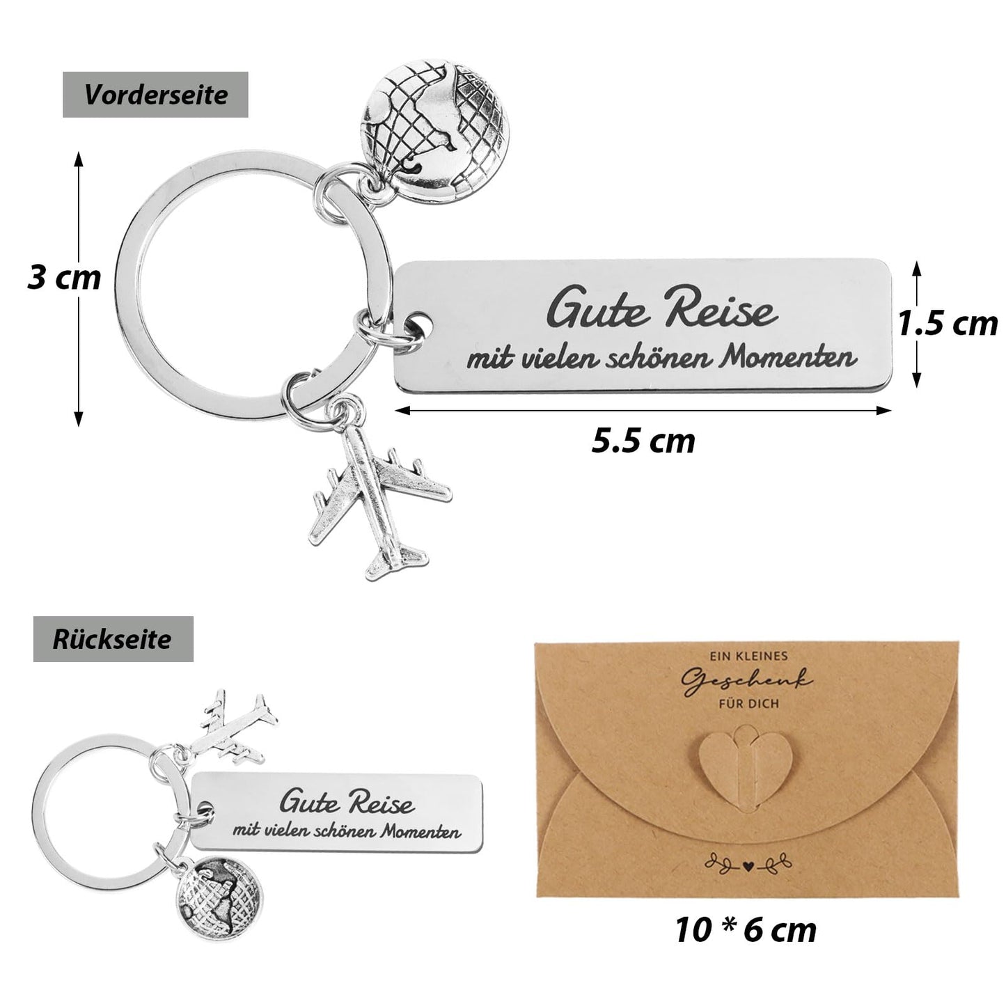 Keychain gift 'Have a good trip with many beautiful moments' for travelers