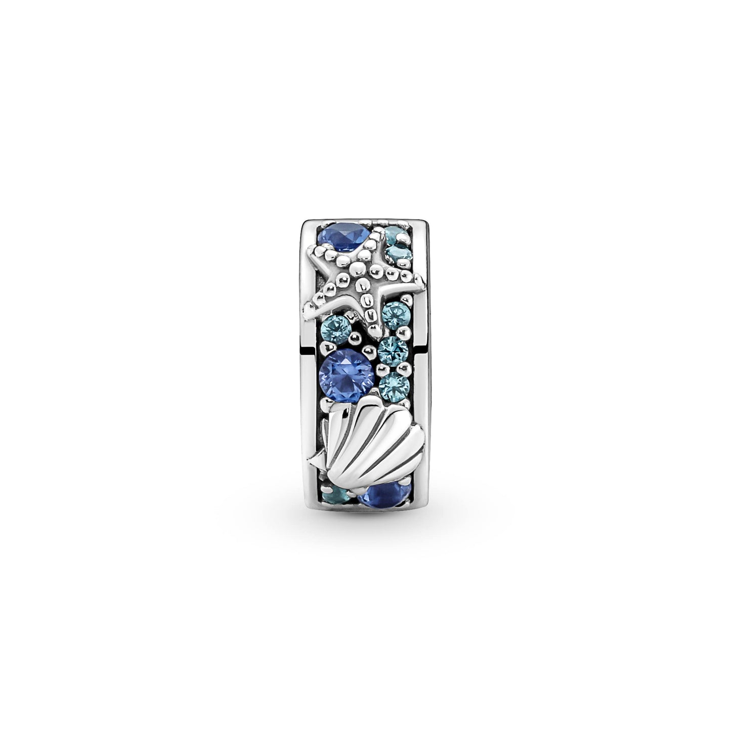 PANDORA Moments Tropical Starfish & Shell Clip Charm in sterling silver with cubic zirconia