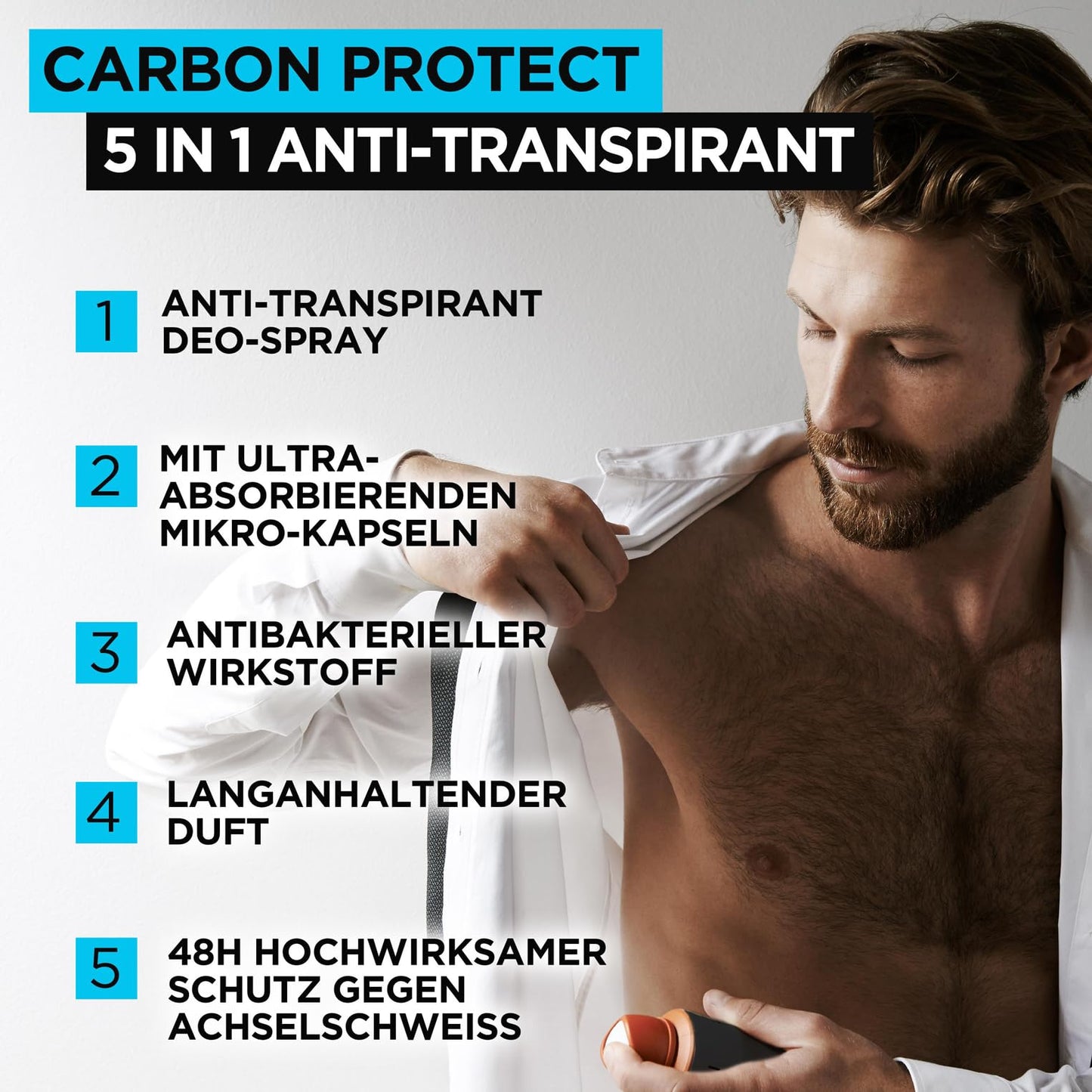 L'Oréal Men Expert 5-in-1 Deodorant for men for up to 48 hours of freshness: Carbon Protect (6x150ml)
