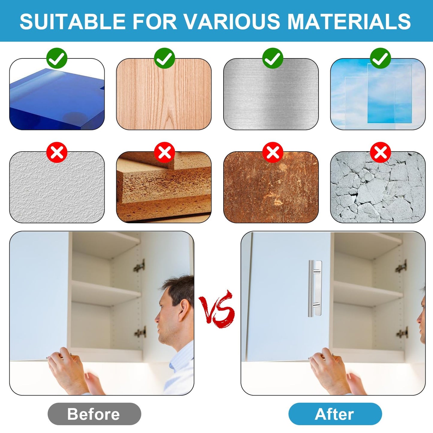 AOROPS Self-adhesive Door Handles | Stylish & practical solution without drilling