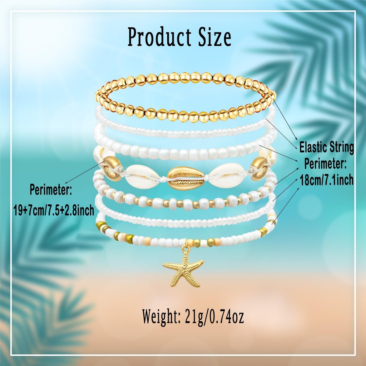 Strand Armband für Damen: 7-in-1 Style Schmuck mit Seesternen und Muscheln