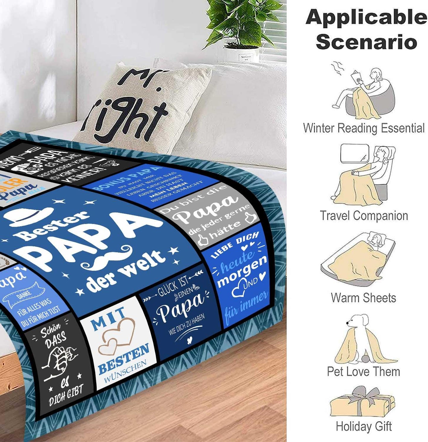 Super Weiche Kuscheldecke: Geschenke für Papa, personalisiertes Geschenk für Vatertag