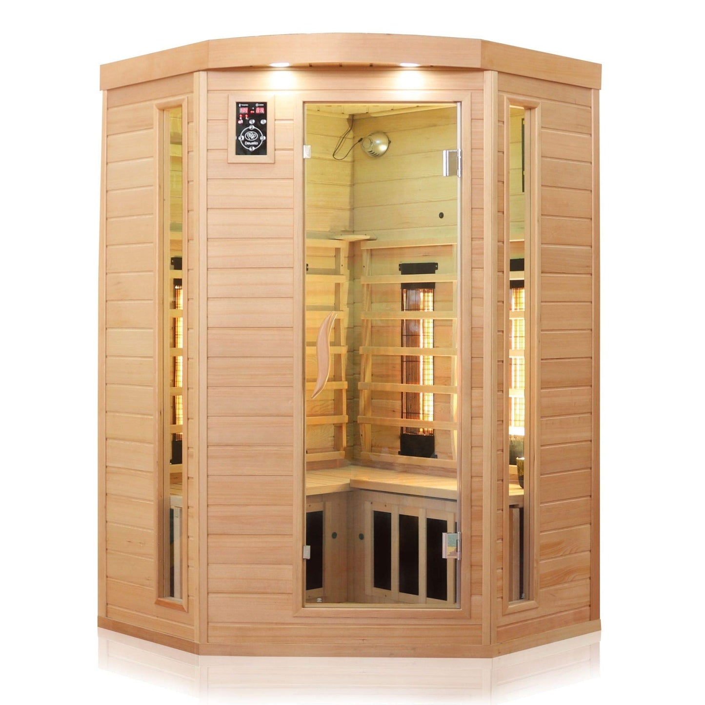 Dewello® Infrarotsauna 'Lakefield 3' (140x140cm) für 2-3 Personen aus Hemlock-Holz, LED, Bluetooth