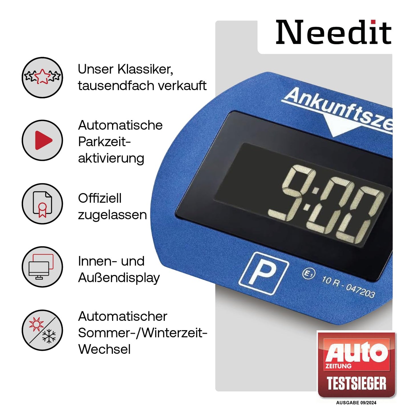 PARK LITE Electronic parking disc approved by the Federal Motor Transport Authority: Digital parking meter with 2 displays