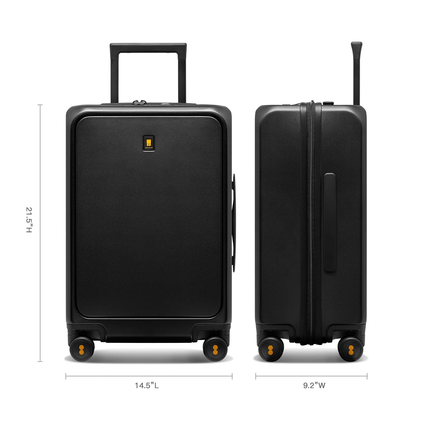 LEVEL8 hard-shell travel suitcase with USB & front laptop compartment: TSA lock (black)
