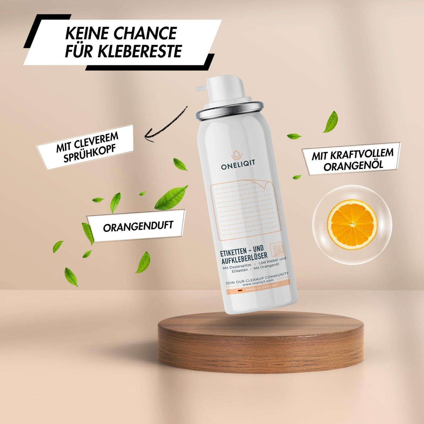 ONELIQIT® Etikettenentferner mit Orangenöl (200ml): Aufkleber, Vignetten, Klebstoffen