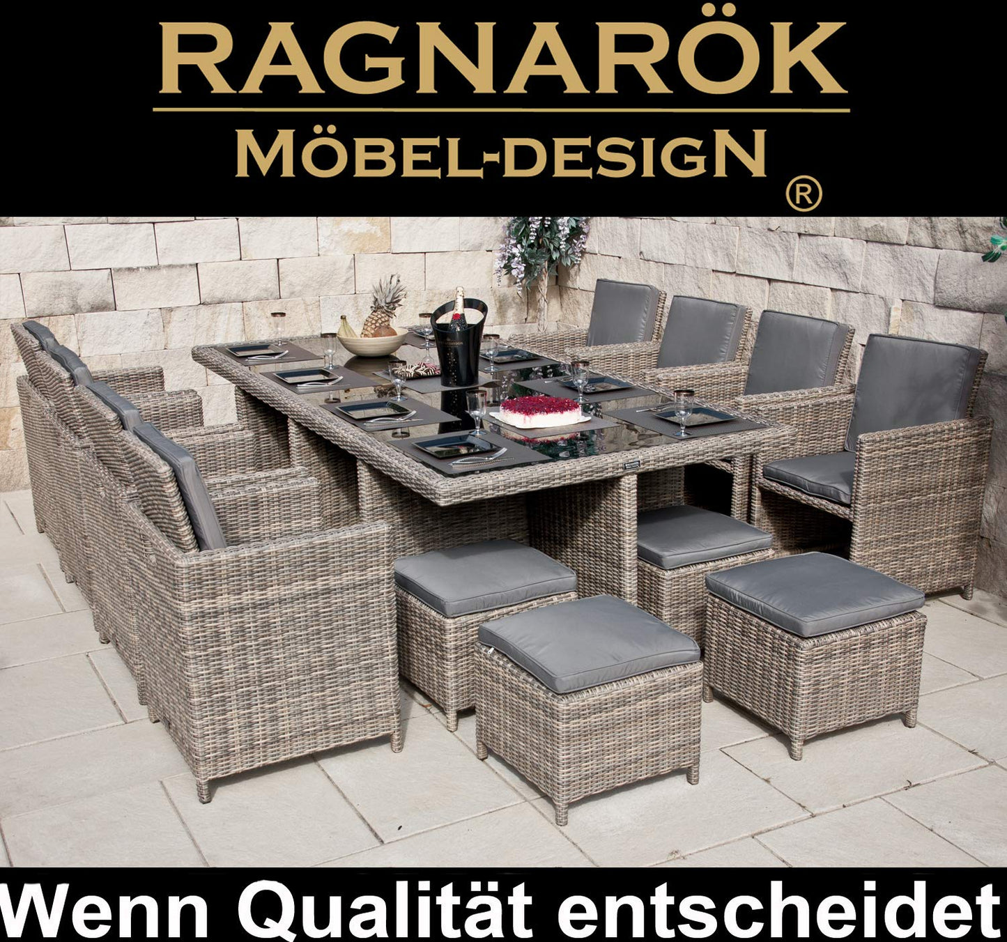 Ragnarök furniture design garden dining set for 12 people: Premium quality from Germany