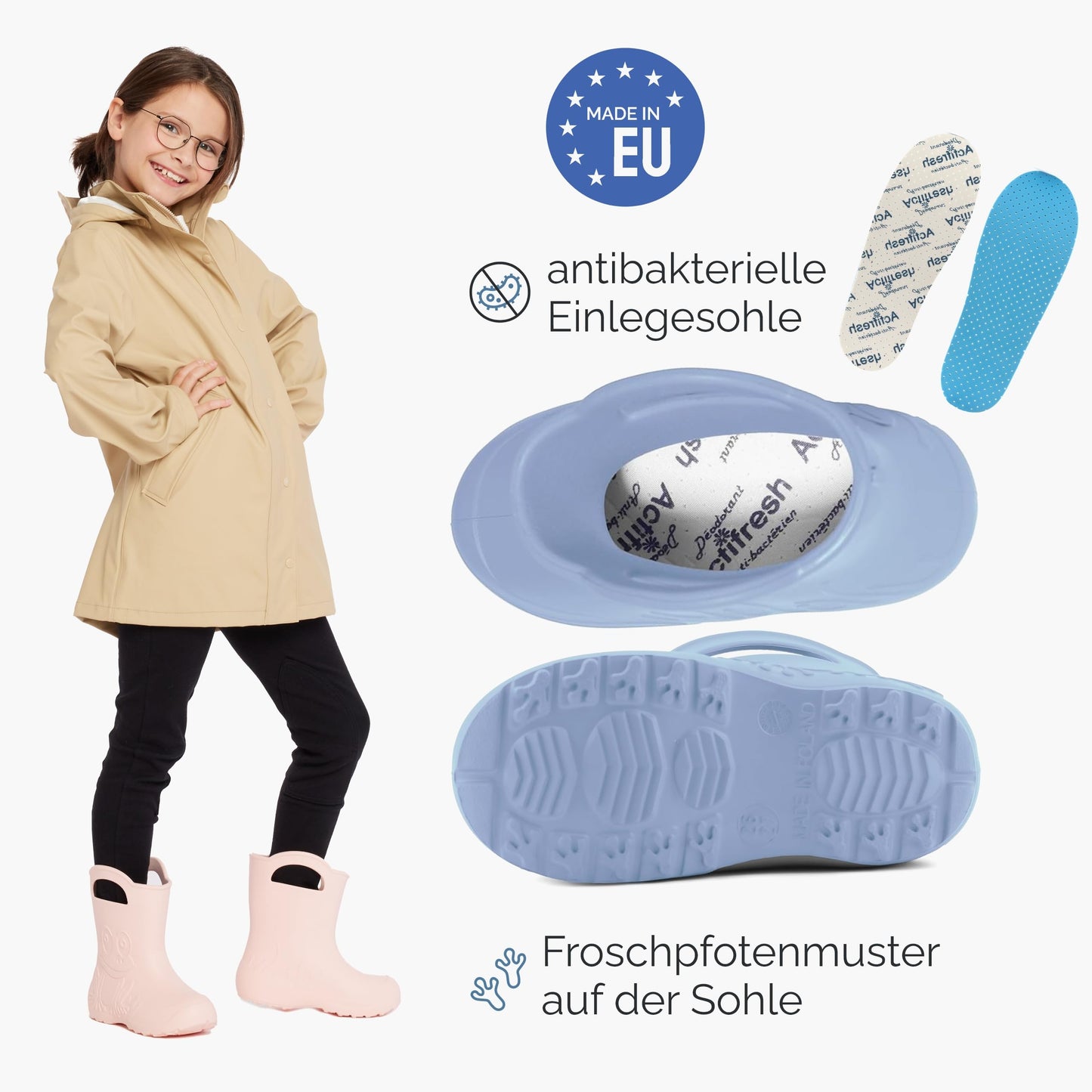 LADEHEID Eva Kinder Gummistiefel für Jungen und Mädchen: Wasserdichte Regenstiefel