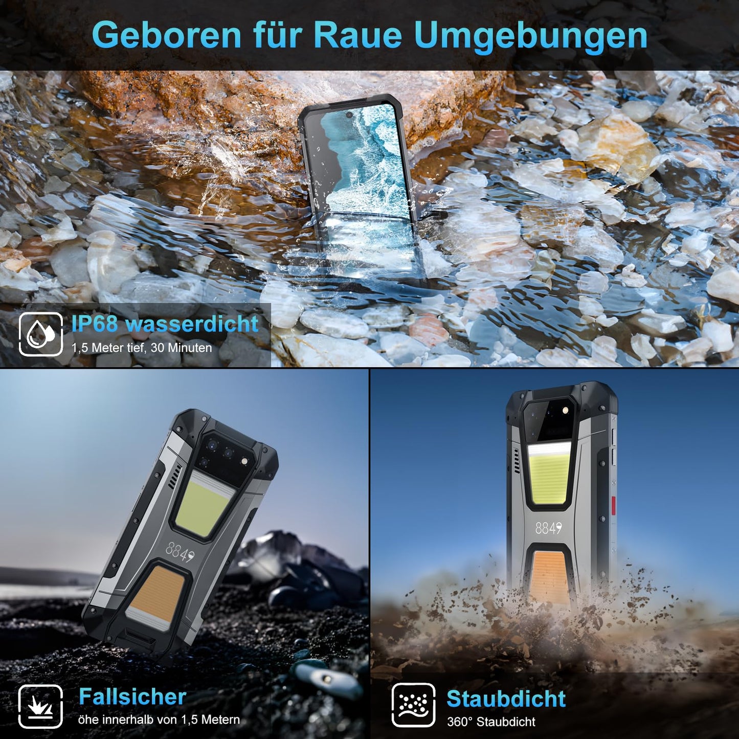 Tank 2 Outdoor Dual SIM Smartphone with Projector & Night Vision (24GB RAM+512GB Storage, 15500mAh)