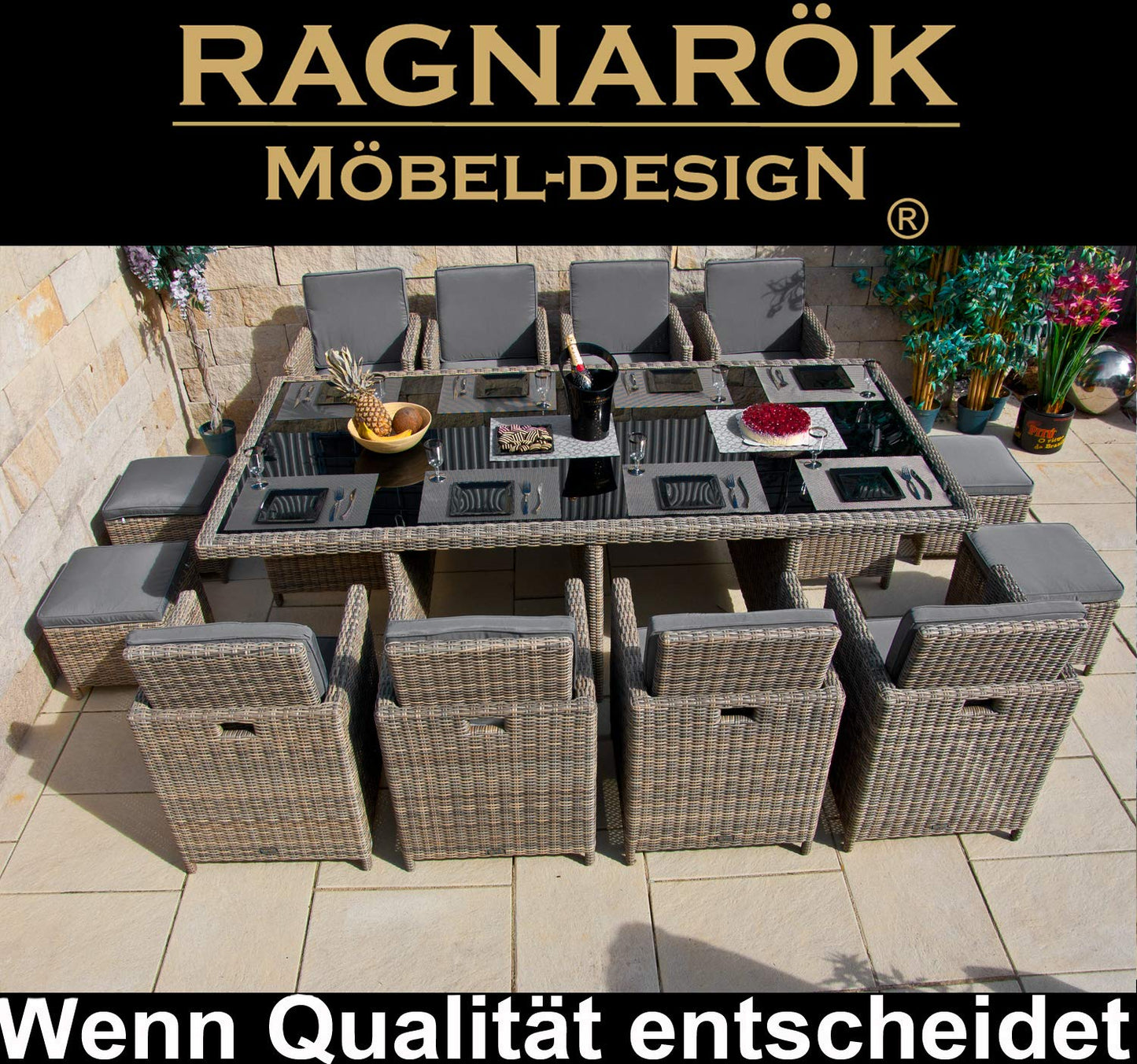 Ragnarök furniture design garden dining set for 12 people: Premium quality from Germany