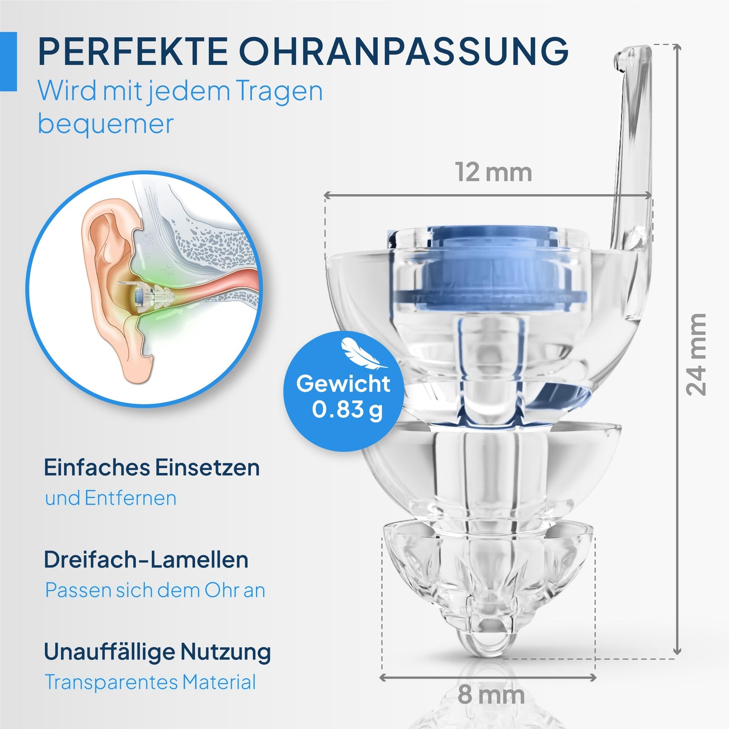 Senner® Earplugs for sleeping: Extra-soft with aluminum container for the earplugs (transparent)