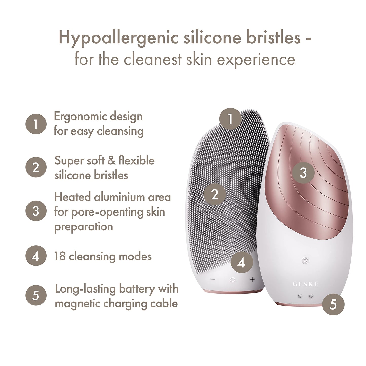 GESKE | SmartAppGuided™ Sonic Thermo Facial Brush | 6 in 1 + GESKE Hydrating Cleanser | Set with matching cosmetics | Beauty Bundle
