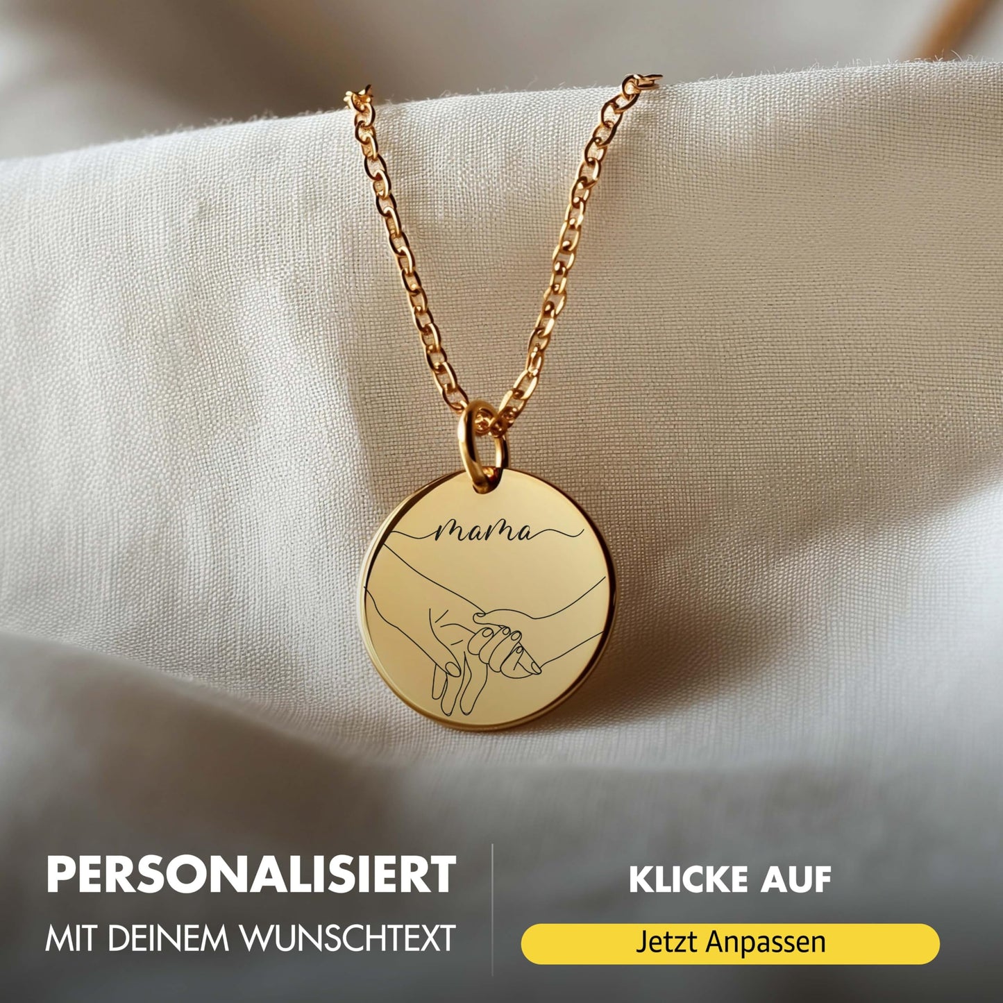 Personalized initial necklace for mothers with engraving & two round pendants in rose gold, gold and silver