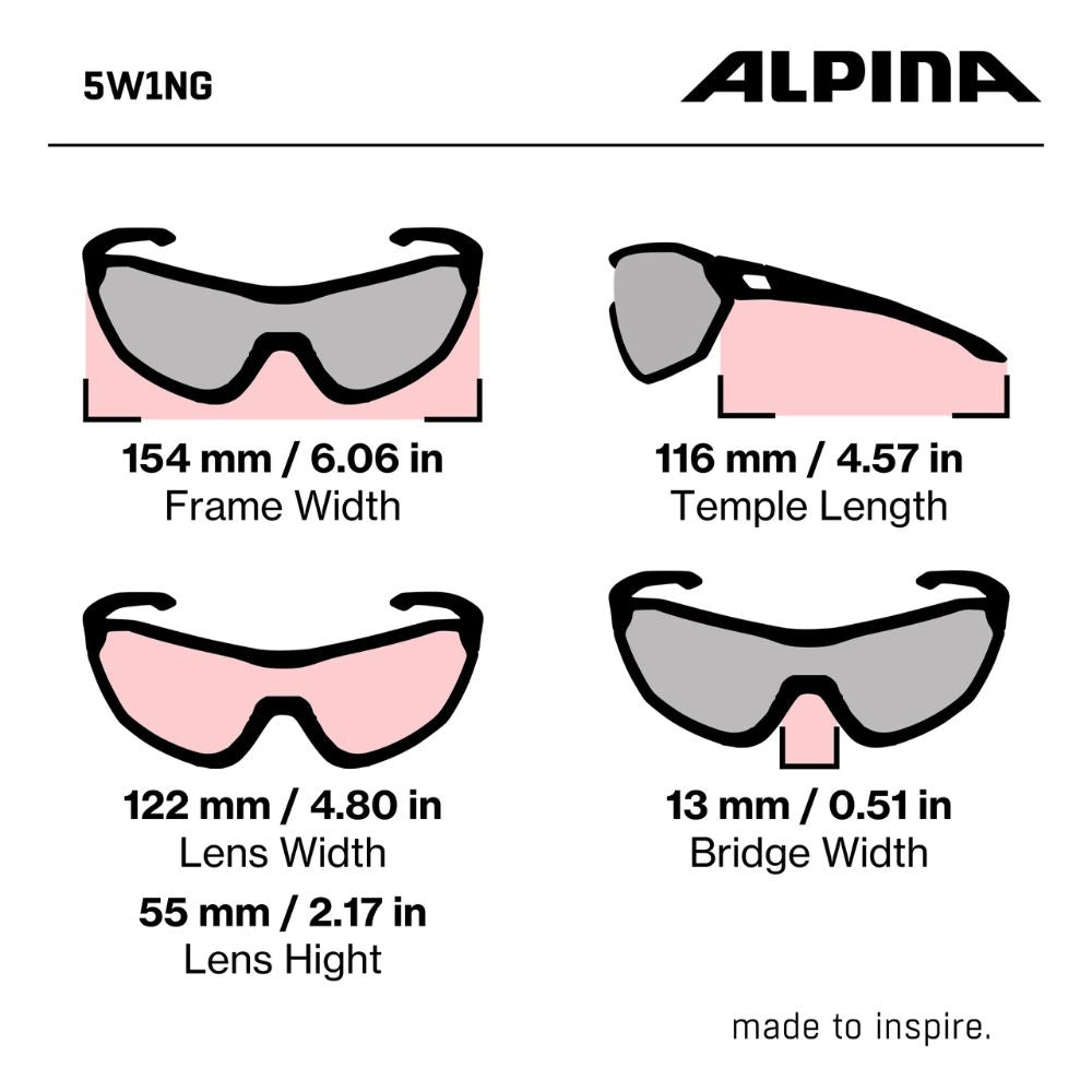 Alpina '5W1NG CM+' Unisex Sportbrille: 100% UV-Schutz, Ceramic-Gläser, Fogstop (Black-Blur)