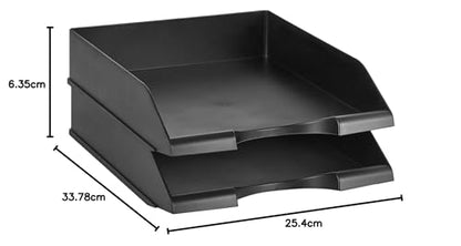 Amazon Basics (Set of 2) Stackable Desk Letter Trays in Black
