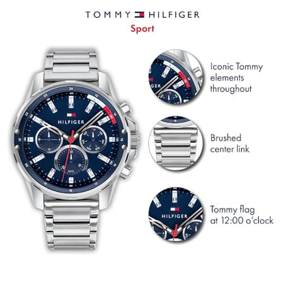 Tommy Hilfiger (1791788) multi-dial quartz watch for men with silver stainless steel bracelet
