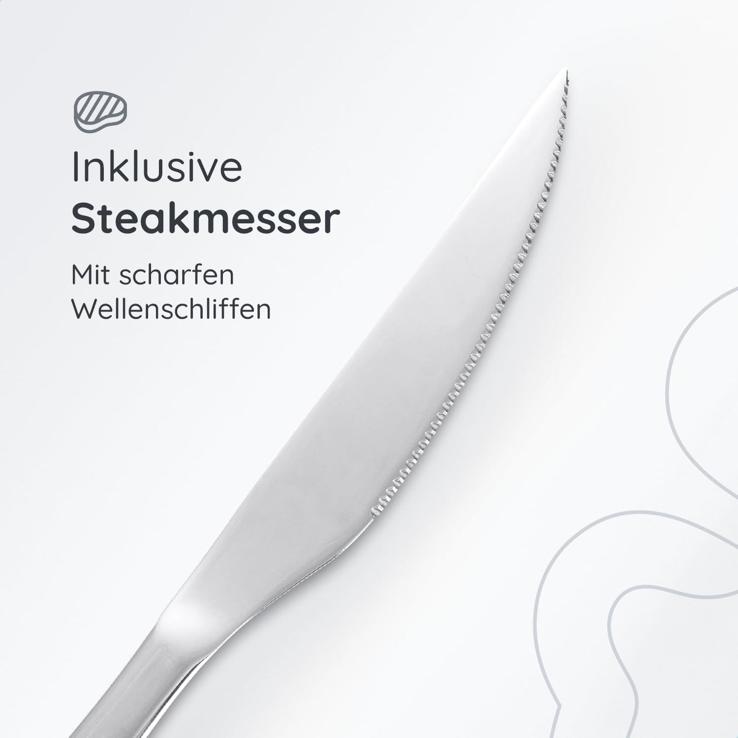 Deleca Edelstahl Besteckset für 12-Personen (72-teilig): Spülmaschinenfest, Silber-Tafelbesteck für Haus