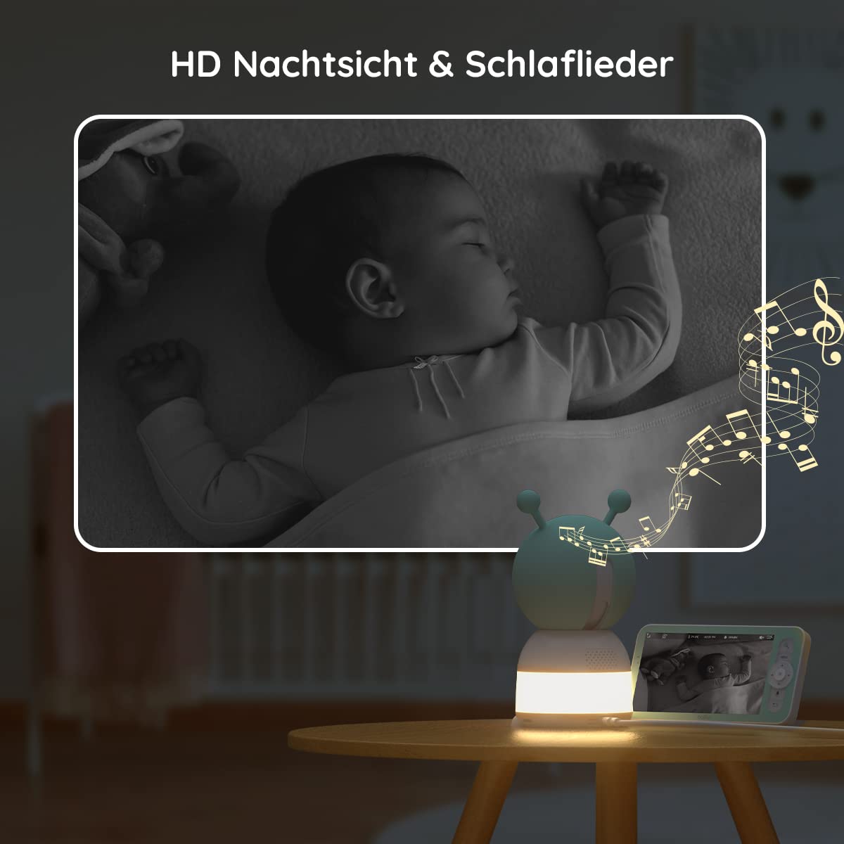 BOIFUN baby monitor with 2 cameras &amp; app control: 2K HD, 4× zoom, sound detection