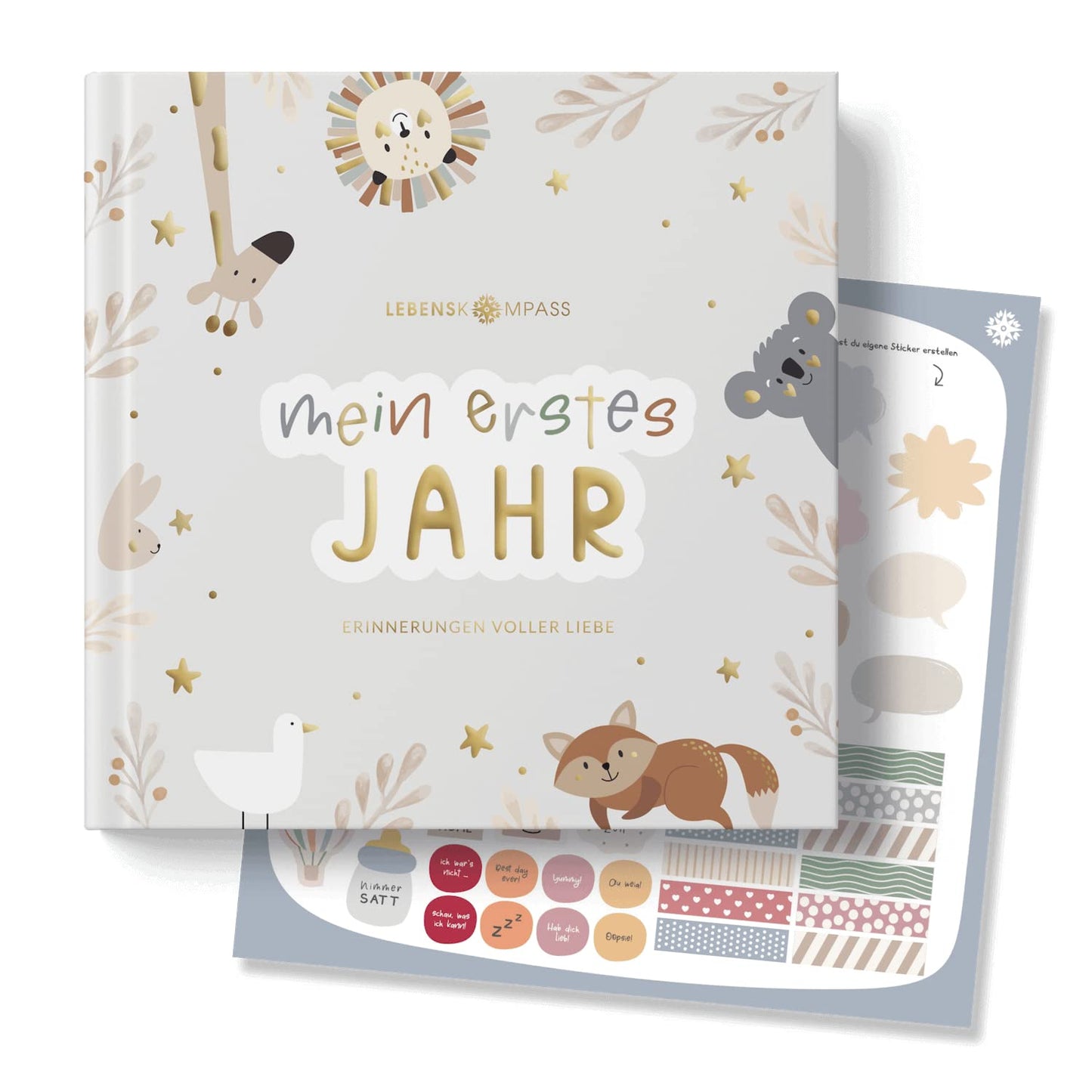 Babyalbum - Mein erstes Jahr "PURE" mit über 75 Stickern & Spruchkarte EXTRA