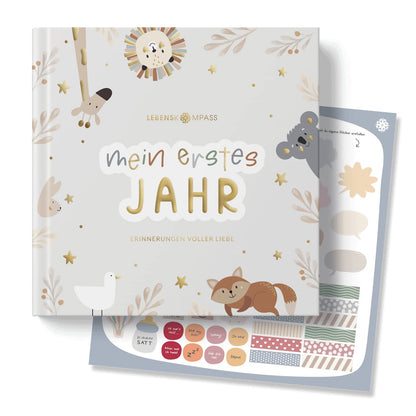 Babyalbum - Mein erstes Jahr "PURE" mit über 75 Stickern & Spruchkarte EXTRA