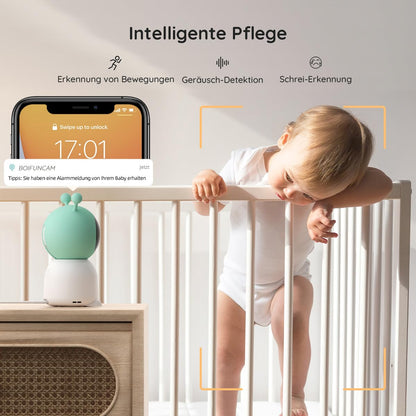 BOIFUN baby monitor with 2 cameras &amp; app control: 2K HD, 4× zoom, sound detection