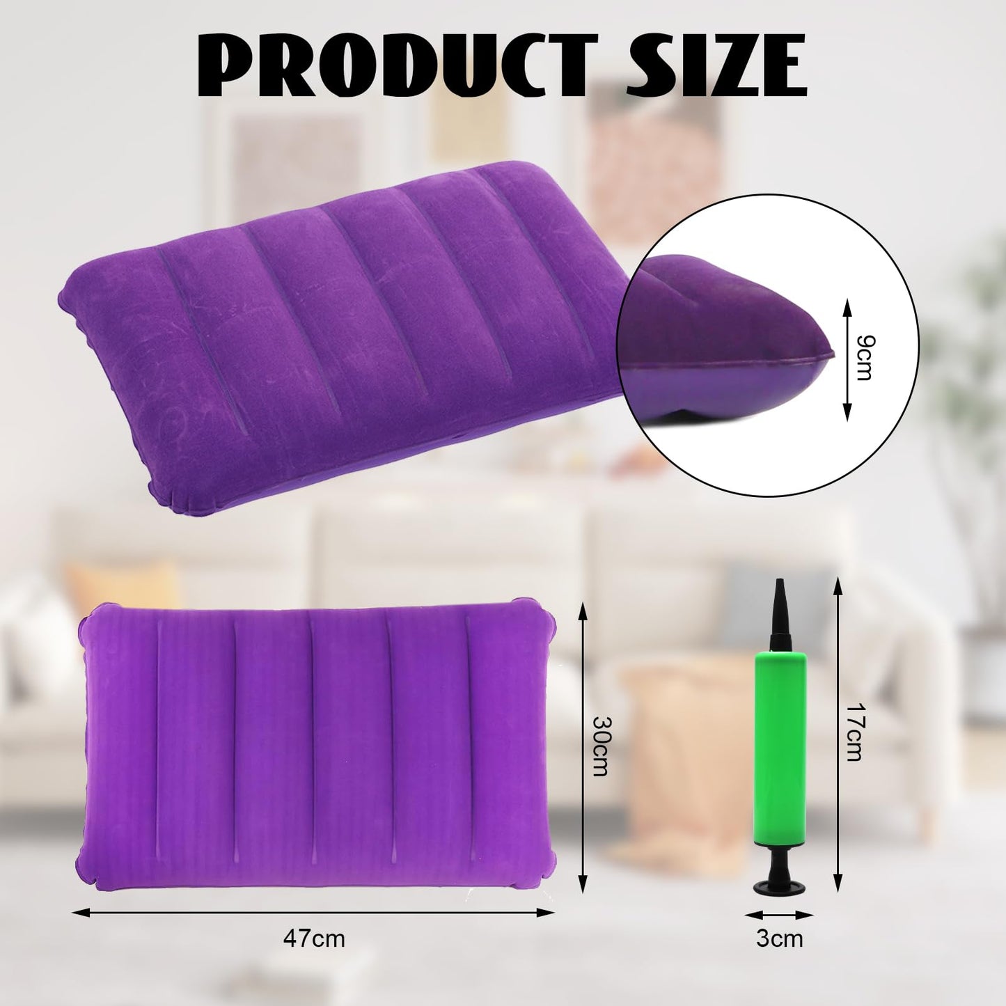 Inflatable Beach Pillow for Swimming, Camping (4 Pack): PVC Travel Pillow