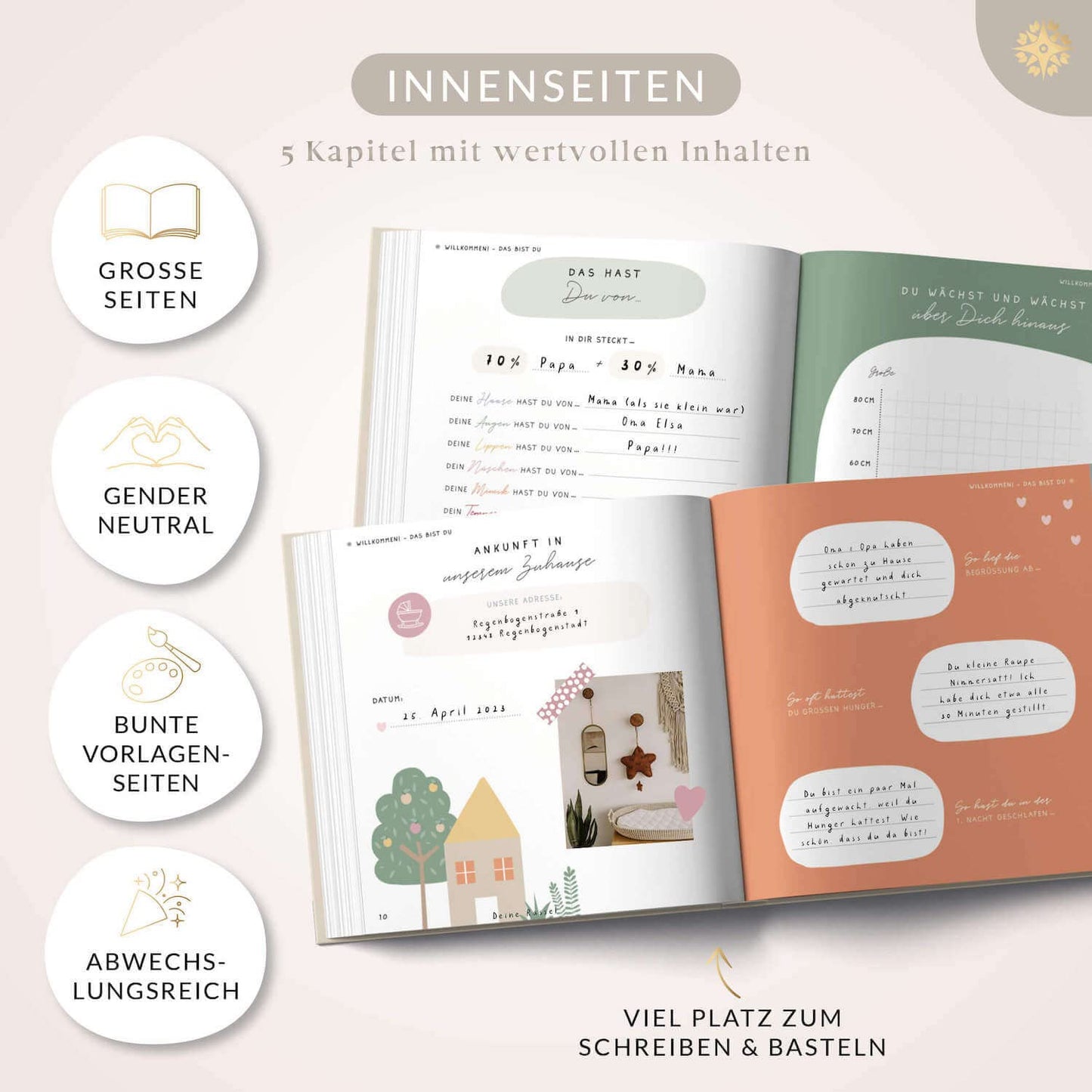 Babyalbum - Mein erstes Jahr "PURE" mit über 75 Stickern & Spruchkarte EXTRA