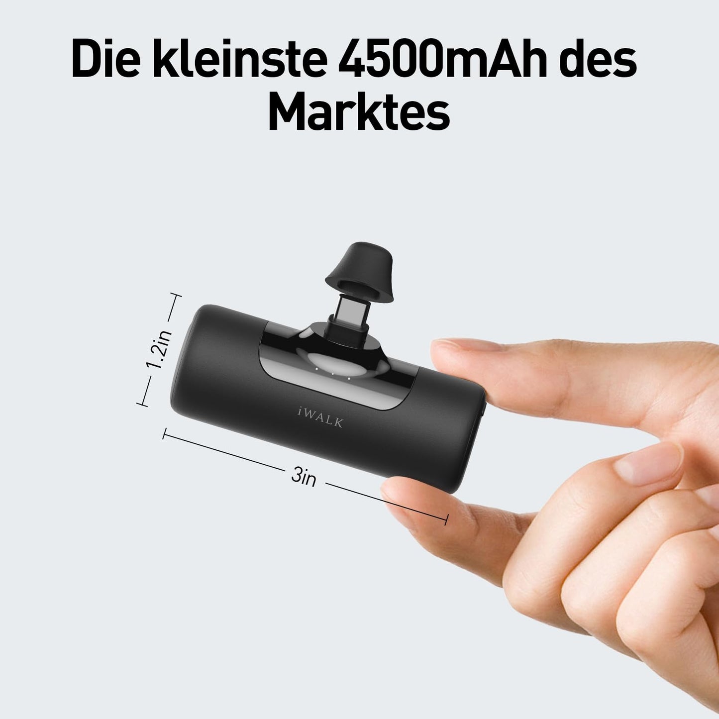 iWALK Mini Power Bank (4500mAh) with USB-C port: Compatible with iOS &amp; Android devices