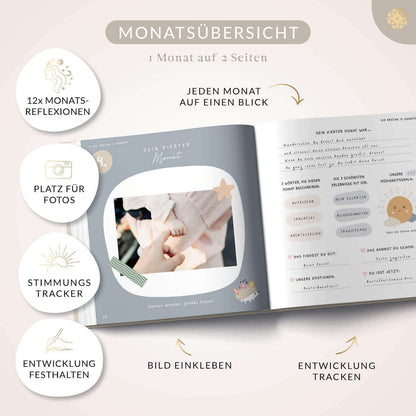 Babyalbum - Mein erstes Jahr "PURE" mit über 75 Stickern & Spruchkarte EXTRA
