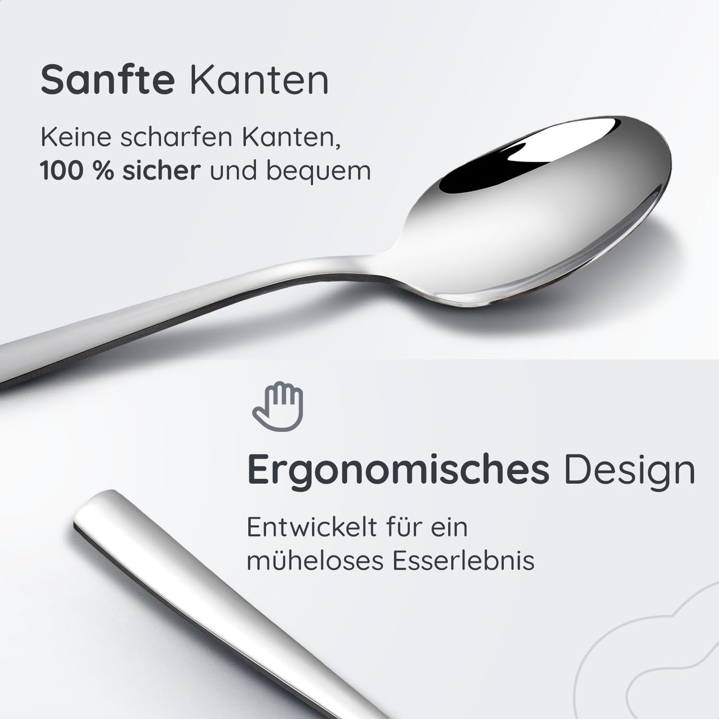 Deleca Edelstahl Besteckset für 12-Personen (72-teilig): Spülmaschinenfest, Silber-Tafelbesteck für Haus