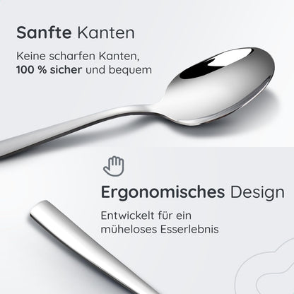 Deleca Edelstahl Besteckset für 12-Personen (72-teilig): Spülmaschinenfest, Silber-Tafelbesteck für Haus