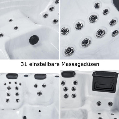 Outdoor-Whirlpool 'BERLIN' für 3 Personen inkl. Thermoabdeckung & LED: 31-Massagedüsen