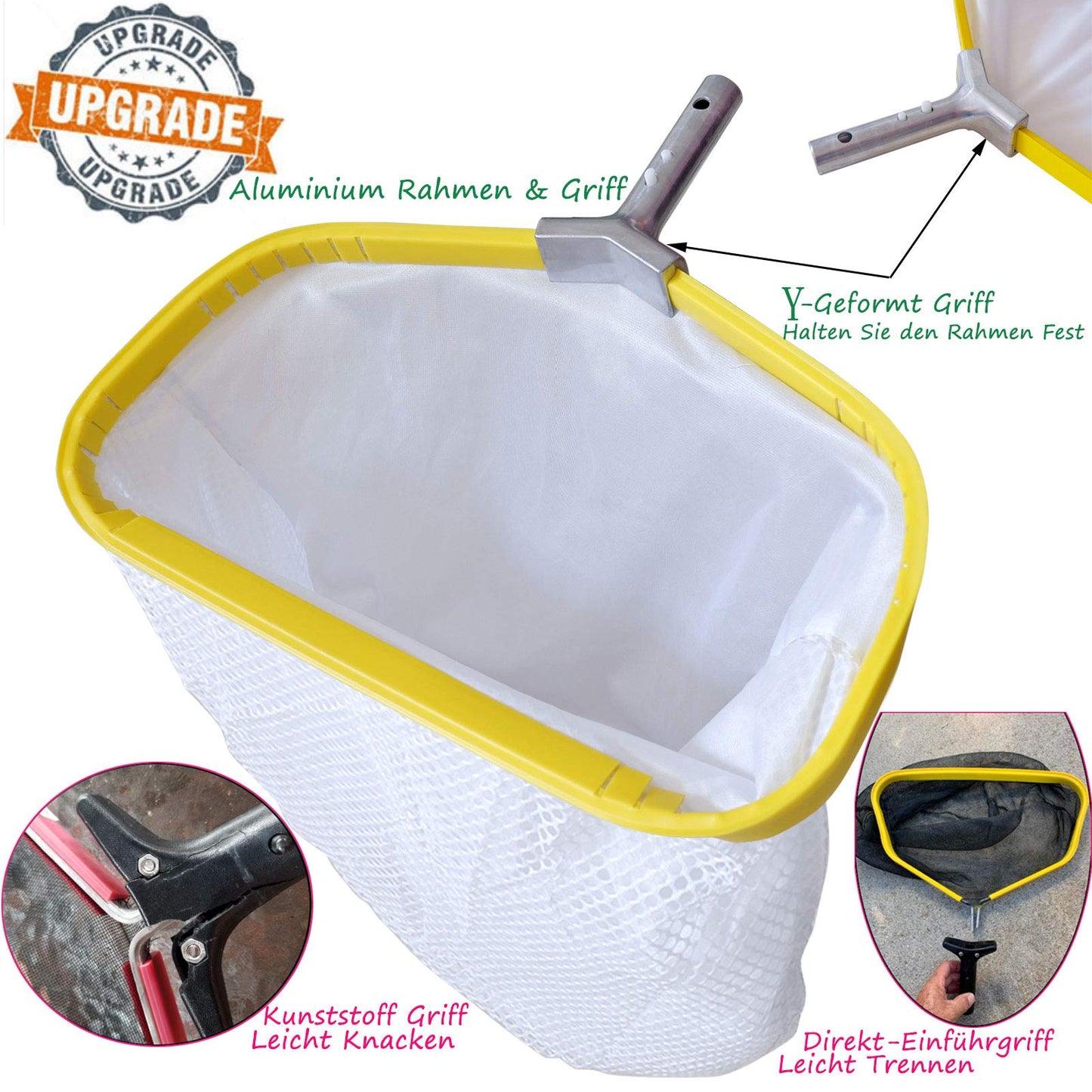Schwerlast Laub-Käscher mit Aluminiumrahmen: Tiefen Netz für Schwimmbad Reinigung