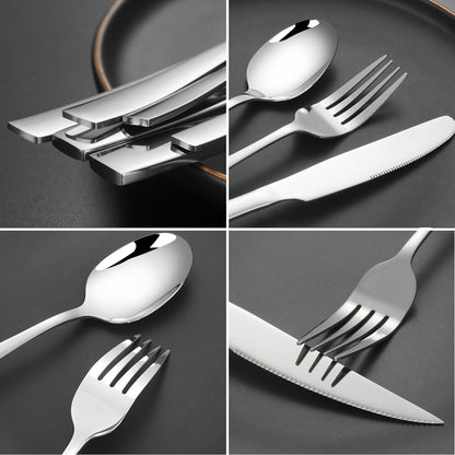 Deleca Edelstahl Besteckset für 12-Personen (72-teilig): Spülmaschinenfest, Silber-Tafelbesteck für Haus