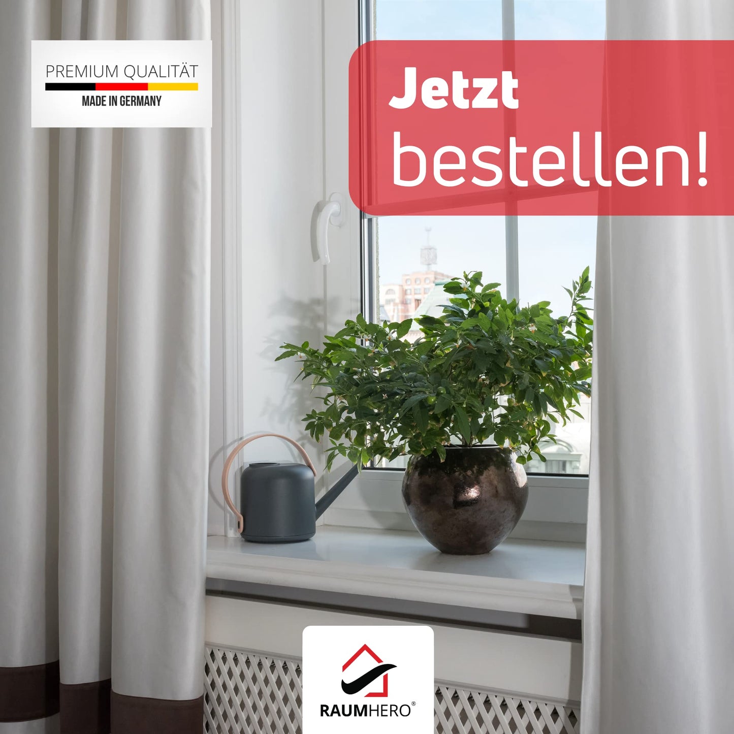 Raumhero Gardinen Rollengleiter (100 Haken & 6 Feststeller) -Weiß- Made in Germany