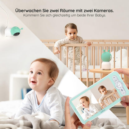 BOIFUN baby monitor with 2 cameras &amp; app control: 2K HD, 4× zoom, sound detection