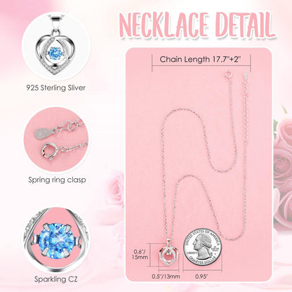 Eternal rose with heart necklace for women made of 925 silver: including gift box 