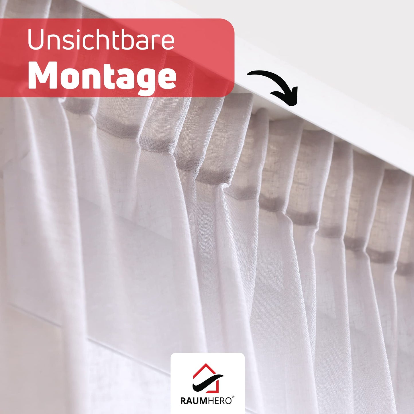 Raumhero Gardinen Rollengleiter (100 Haken & 6 Feststeller) -Weiß- Made in Germany