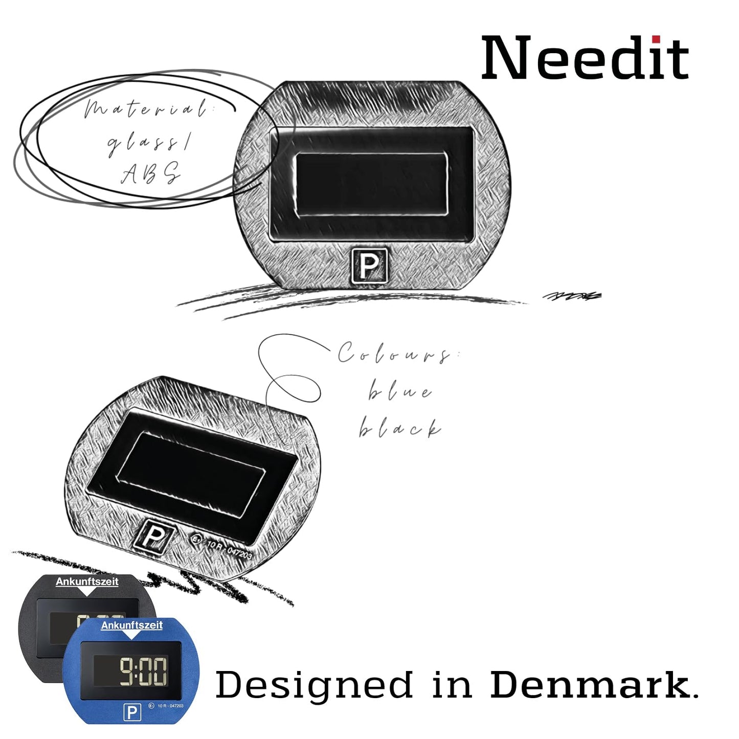 PARK LITE Electronic parking disc approved by the Federal Motor Transport Authority: Digital parking meter with 2 displays