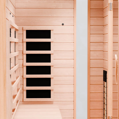 Dewello® Infrarotsauna 'Pierson' (135x105cm) für 1-2 Personen aus Hemlock-Holz, LED, Bluetooth