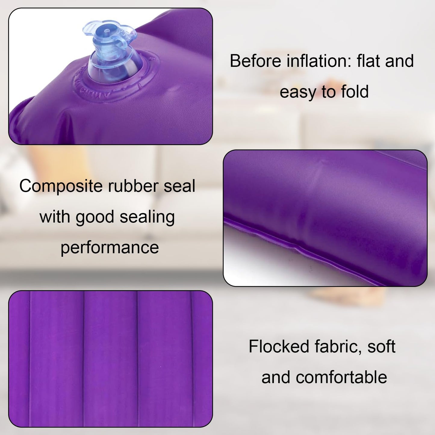 Inflatable Beach Pillow for Swimming, Camping (4 Pack): PVC Travel Pillow