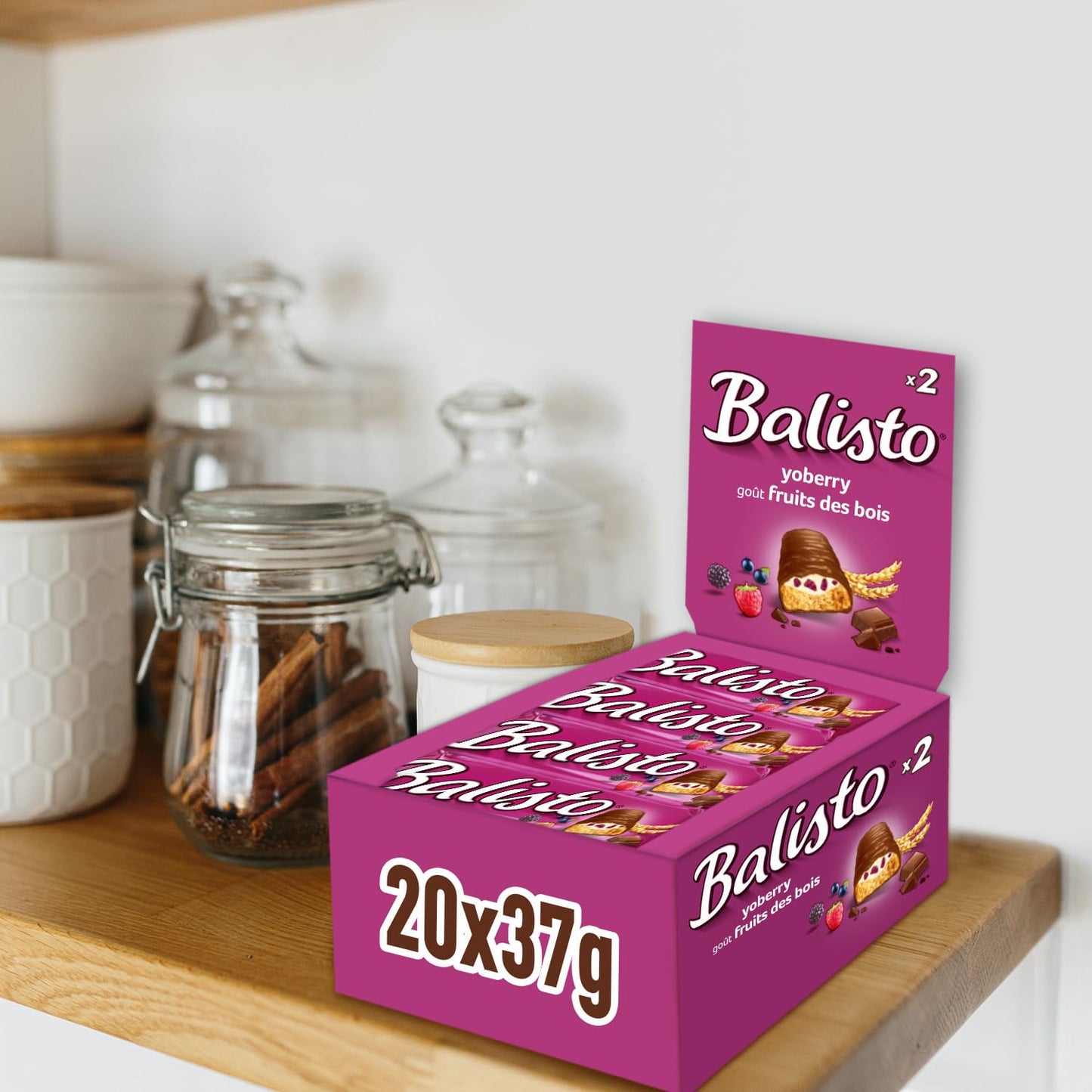 BALISTO Chocolate Bulk Pack | Cereal Chocolate Bar with Yogurt Berries (20 x 37g = 740g)