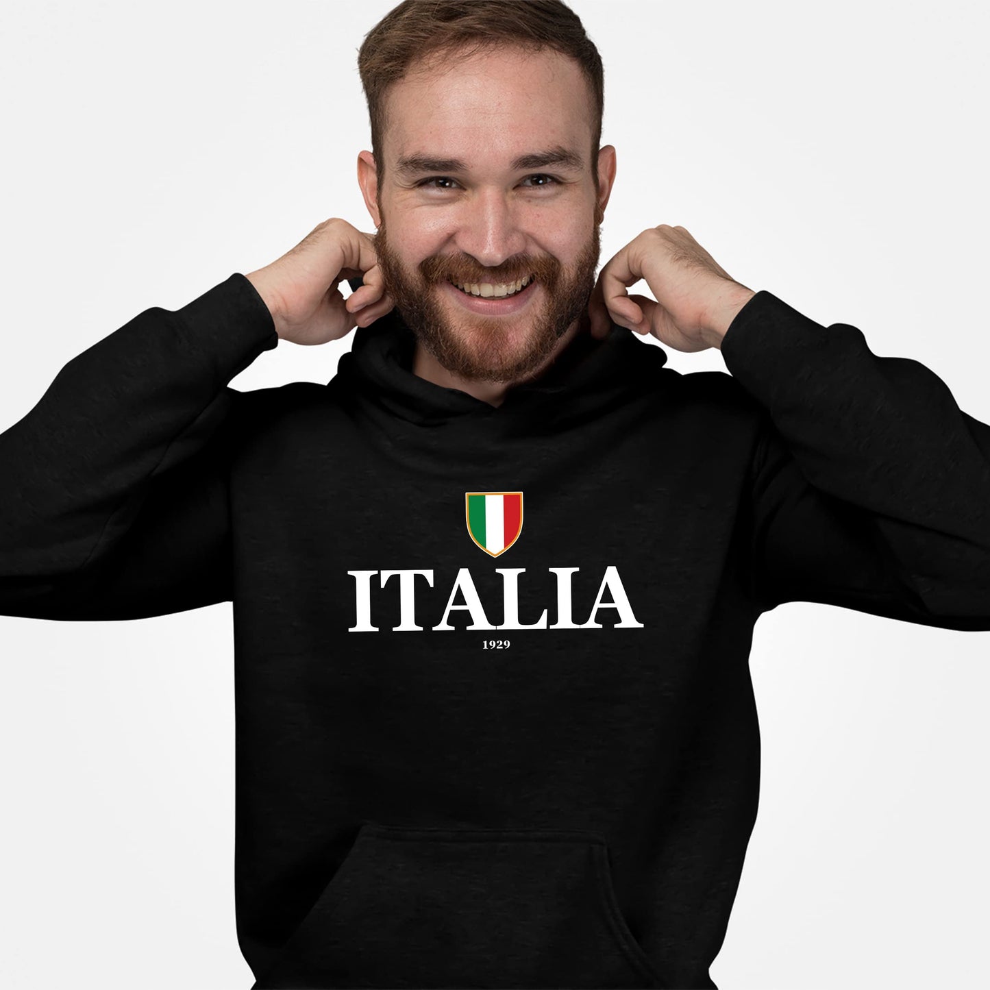 ITALIA Herren Kapuzenpullover mit italienische Flagge in Königsblau