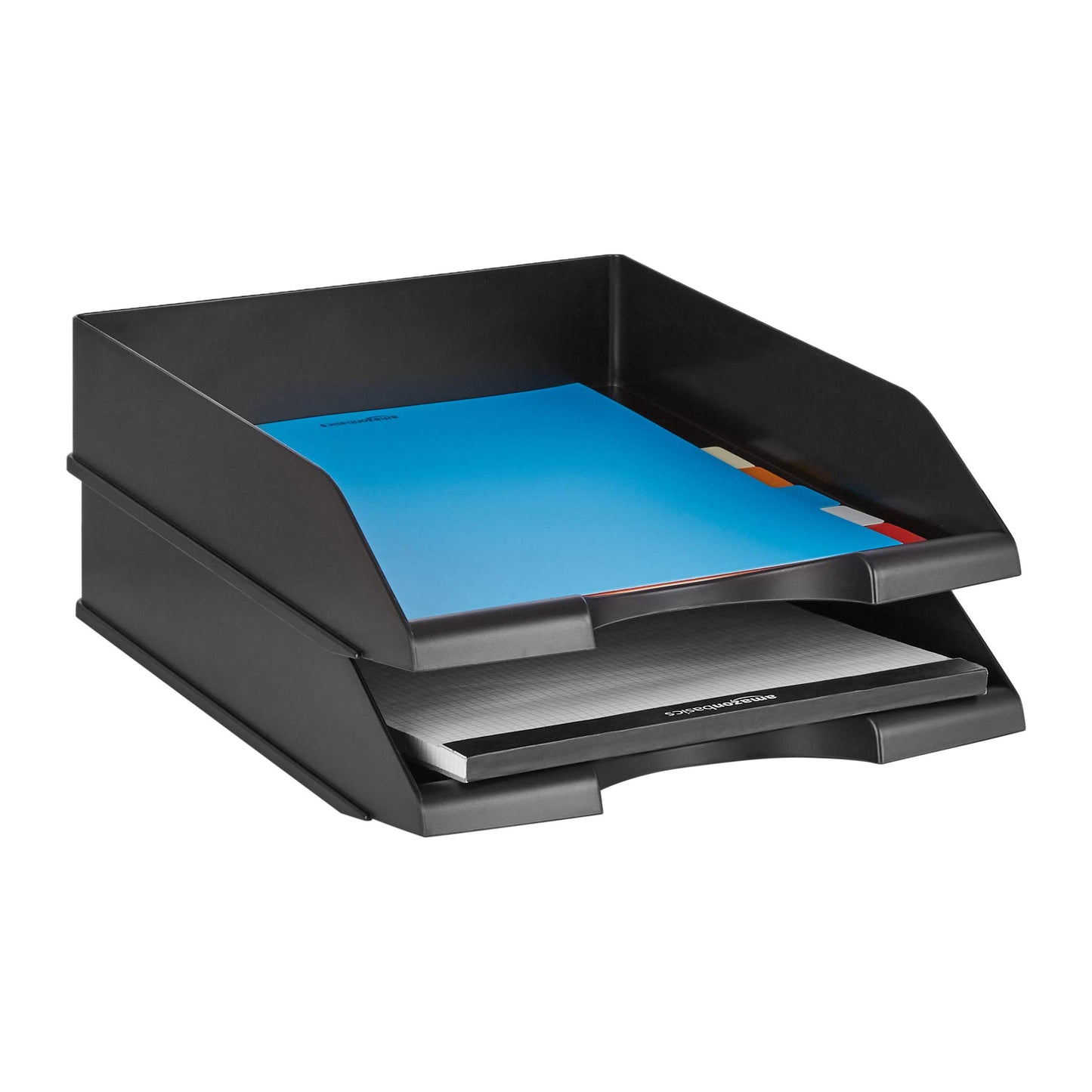 Amazon Basics (Set of 2) Stackable Desk Letter Trays in Black