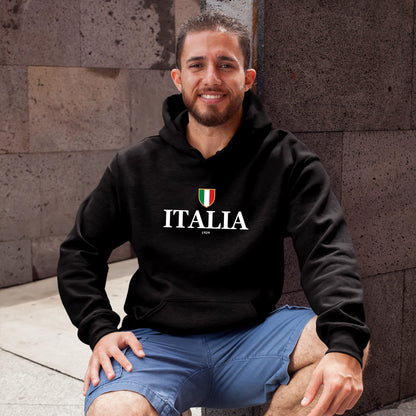 ITALIA Herren Kapuzenpullover mit italienische Flagge in Königsblau