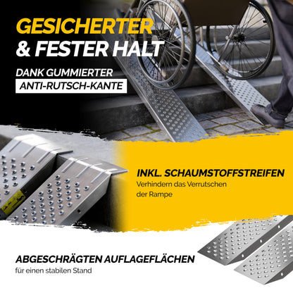 MONZANA® 2x Auffahrrampe: 400kg Tragfähigkeit aus galvanisierter Stahl (160x22,5x4,5cm)
