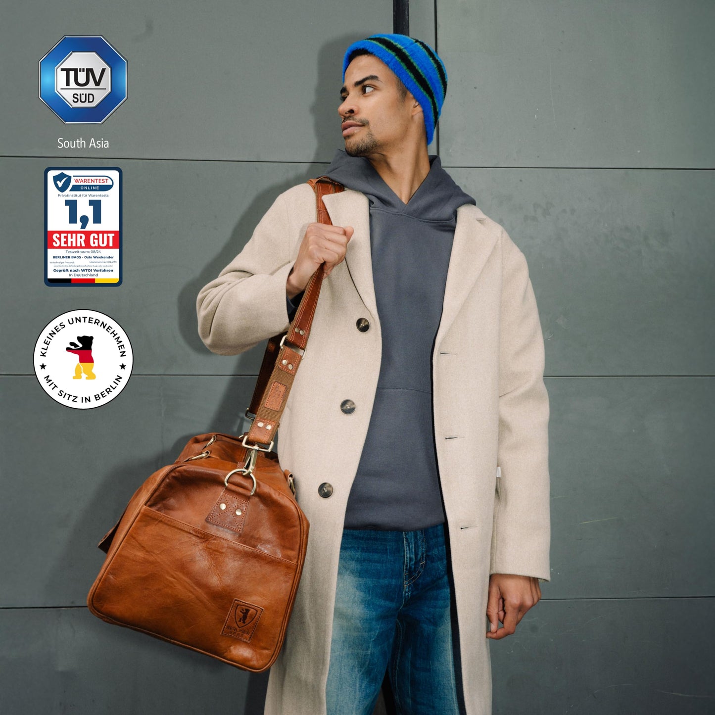 BERLINER BAGS 'Oslo Weekender' leather travel bag (brown): 45 liters 